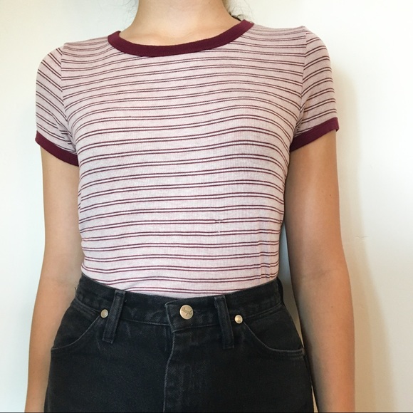 Light Pink & Maroon Striped Tee - Picture 1 of 2